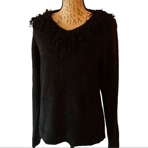 NWT JM COLLECTION FRINGE V-NECK SWEATER